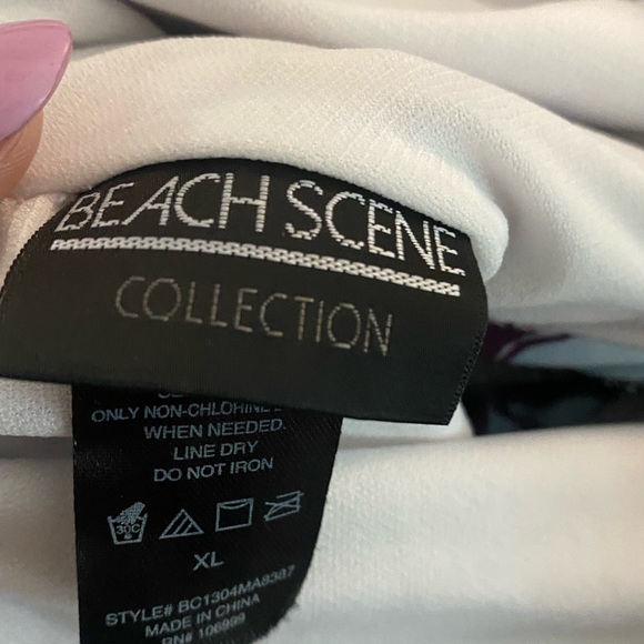 Beach scene womens plus size floral swimsuit XL - Picture 7 of 9